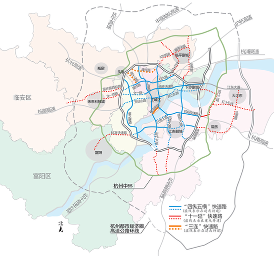 四纵五横三连一抬升 杭州快速路网规划通达10城区