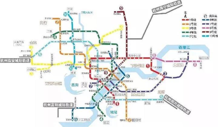 杭州地铁1-10号线线路图