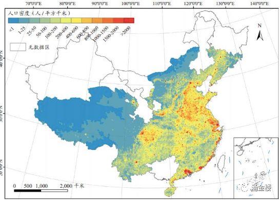 2000年中国27省乡镇(街道)级人口密度