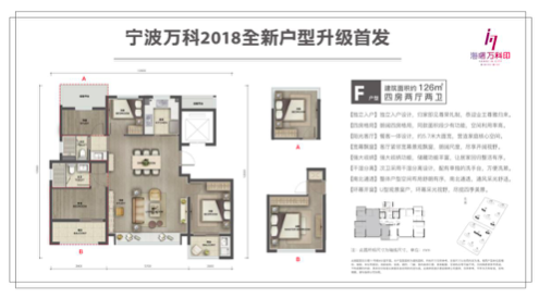 海曙万科印建筑面积约126㎡户型图