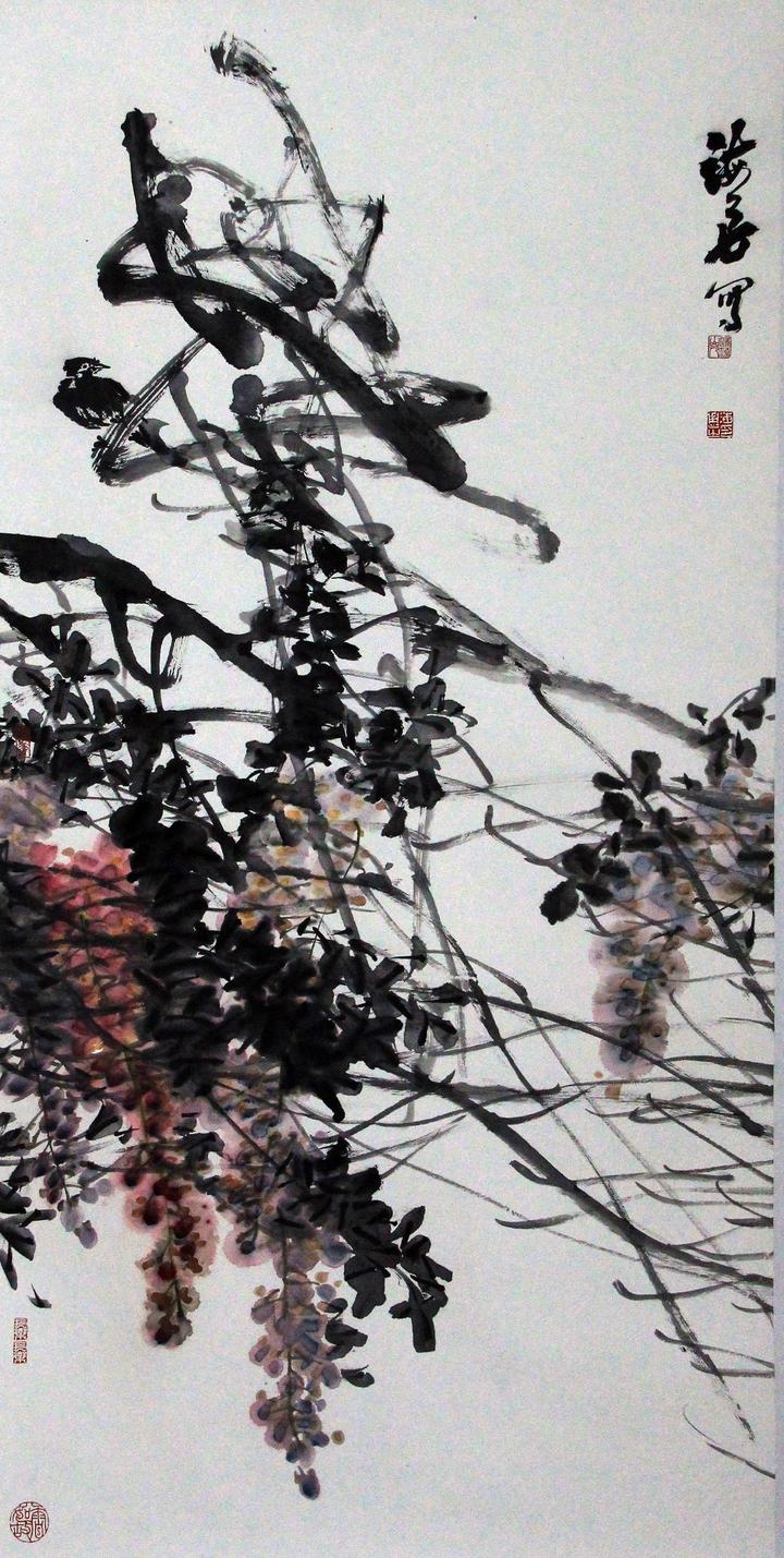 刘海勇 紫藤  69×138cm 国画
