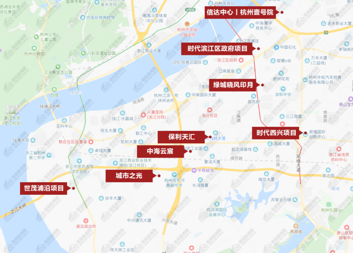 滨江区新项目分布图 制图/方仲辰