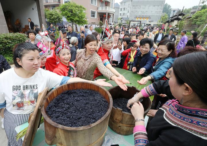 畲族风情遂昌畲乡乌米饭待四方来客