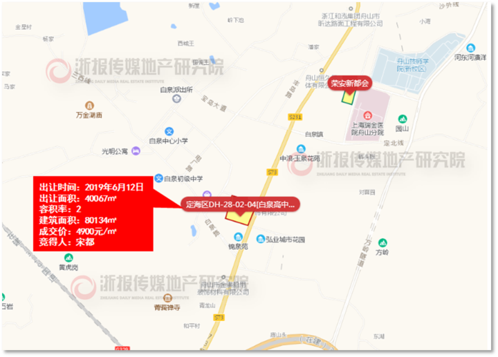 宋都舟山白泉镇项目区位图(来源:浙报传媒地产研究院"决策通)