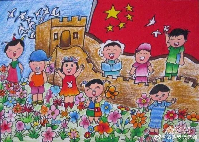 画笔下的建国】731515小朋友眼里的祖国色彩斑斓有花朵有笑脸有