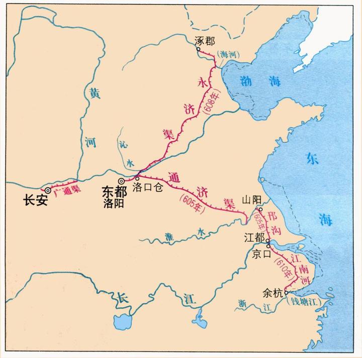 这条路线,就是我们今天的主角隋炀帝所下令修筑的隋唐大运河(以下