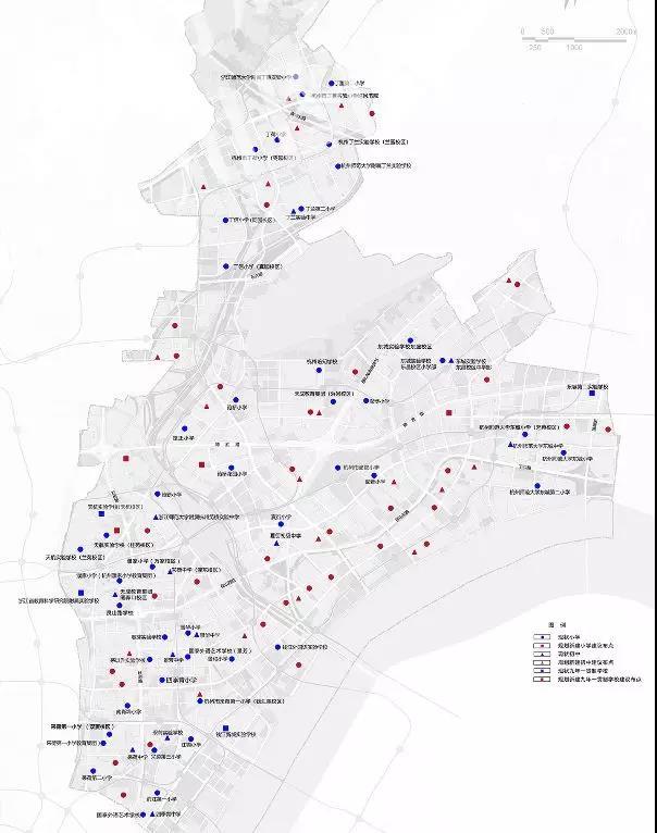 江干区中小学分布示意图