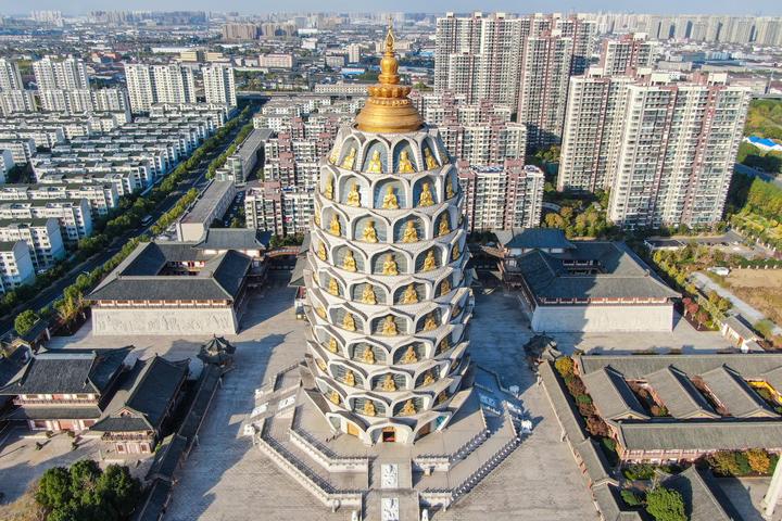 919米全球最高观音塔航拍常州宝林禅寺