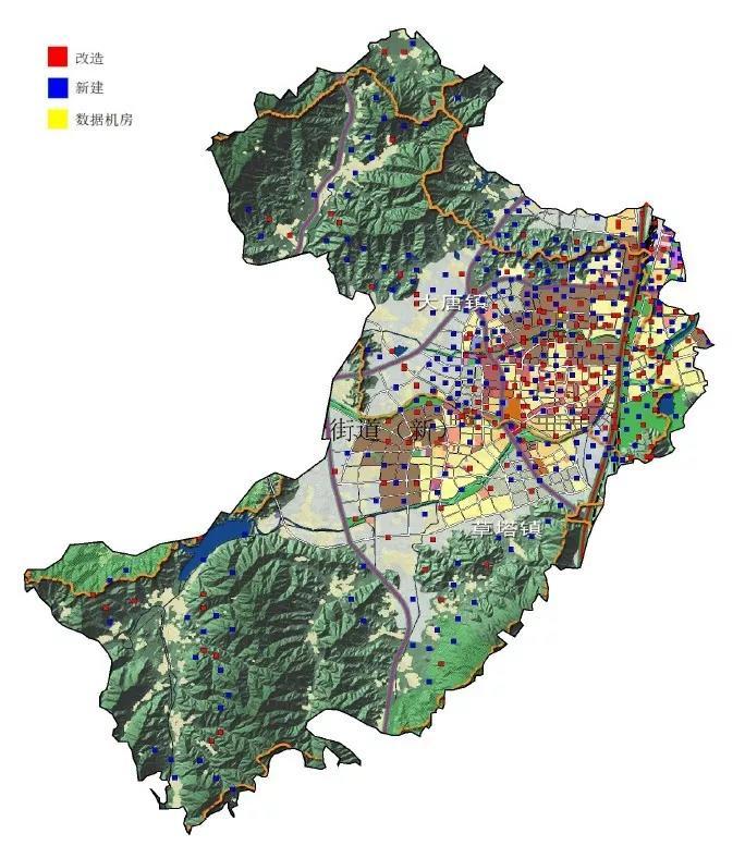 大唐街道(新)共规划5g基站467个,数据机房1个,其中改造基站179个,新建