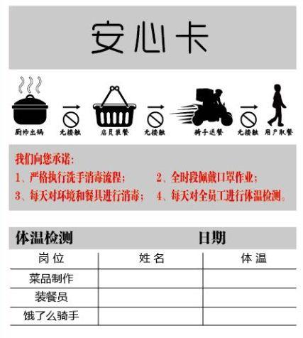 同时在平湖全市范围内推行"外卖安心卡",线下餐饮单位为每一份送出的