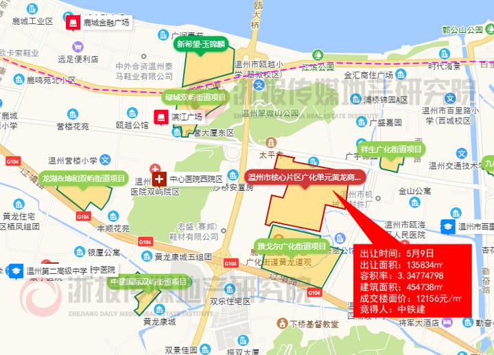 14410元/㎡创造板块地价新标杆地块北面500米为在建温州轨道交通m2线