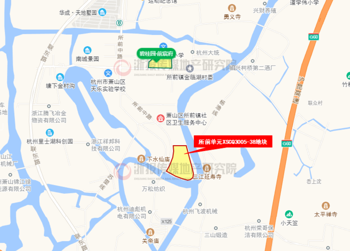 所前镇宅地区位图(来源:浙报传媒地产研究院"决策通") 地块周边项目