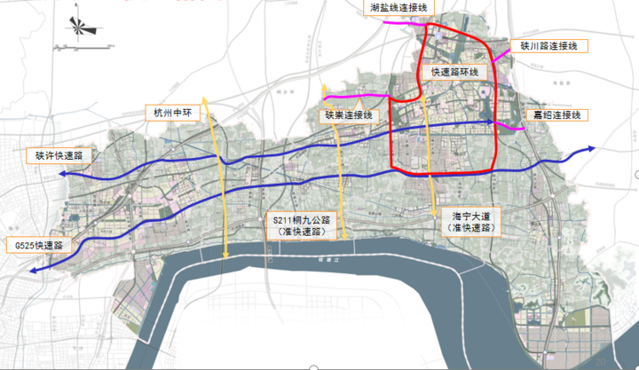 硖川路连接线,嘉绍连接线四连:杭州中环,s211桐九公路(准快速路),海宁