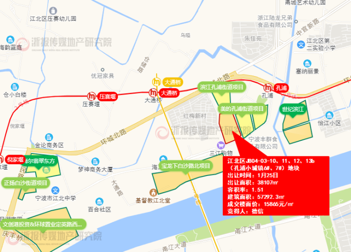 地块位于甬江北板块,为江北区的新兴高端住宅区域, 坐拥宁波文创港和