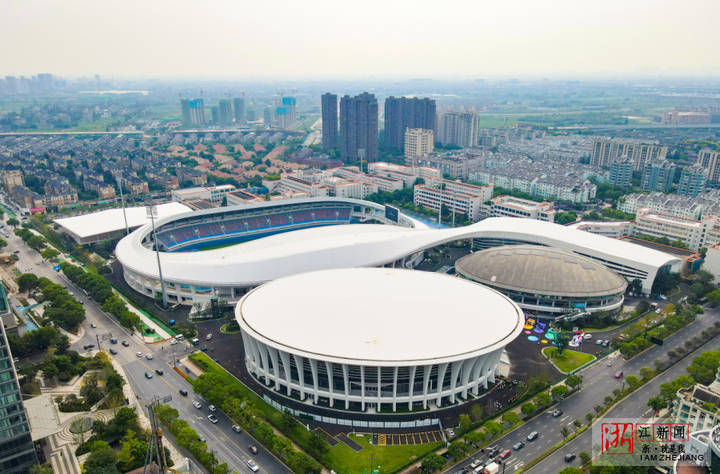 航拍临平体育中心 首批改扩建杭州亚运场馆亮相