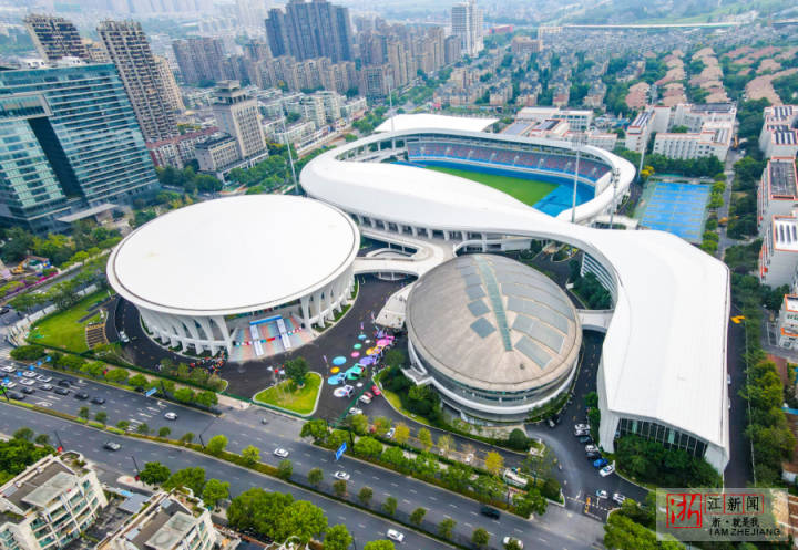 航拍临平体育中心首批改扩建杭州亚运场馆亮相
