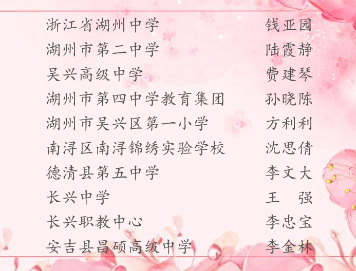湖州市第五届"我最喜爱的老师"评选结果揭晓
