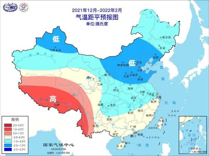 (2021年12月至2022年2月平均气温距平预报图)