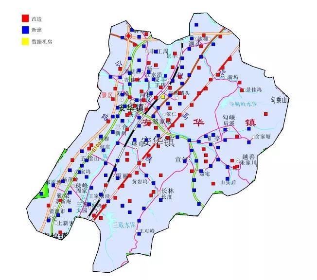 安華鎮共規劃5g基站181個,數據機房1個,其中改造基站81個,新建基站100