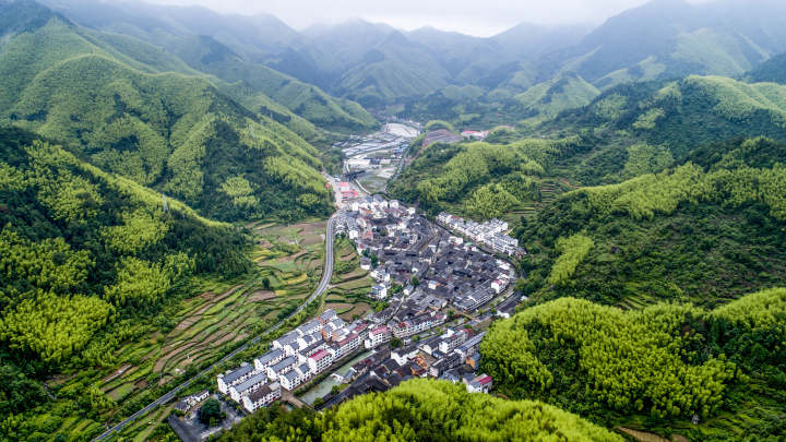 2021年5月24日,航拍磐安縣盤峰鄉櫸溪綠色山村.