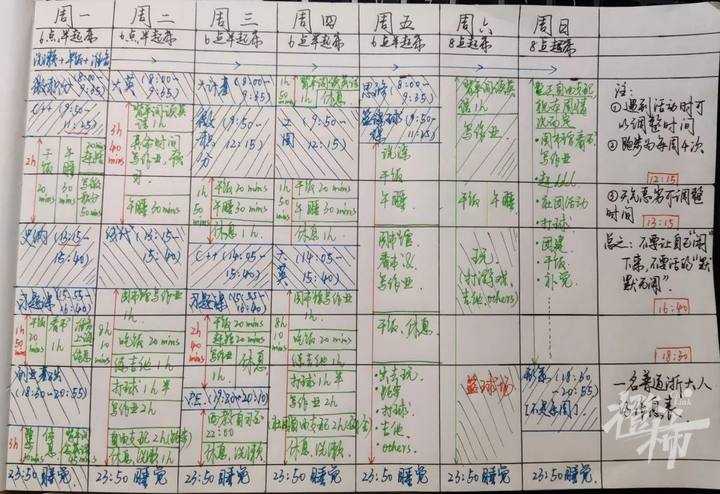 学霸作息表模板图片